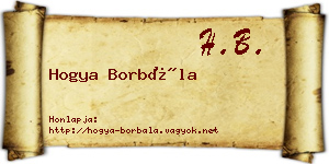Hogya Borbála névjegykártya